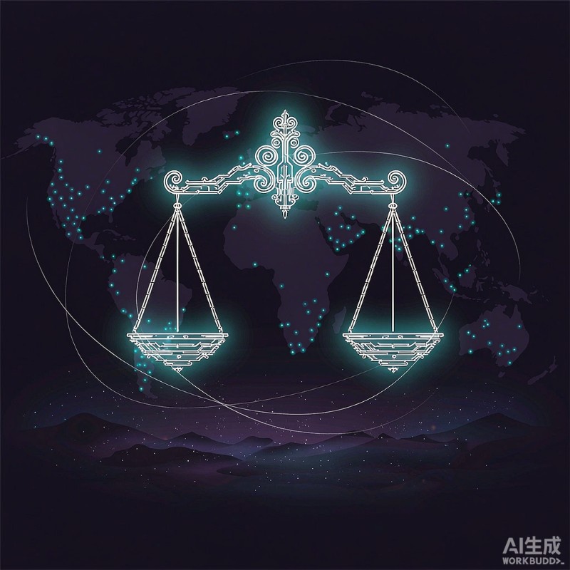 AI 全球治理与行业自律概念插画